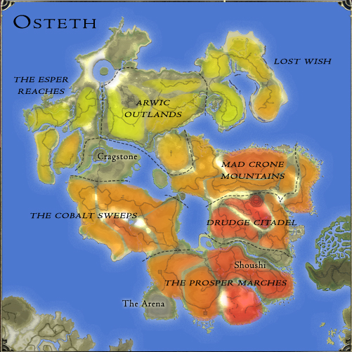 The Osteth Landmass and its regions